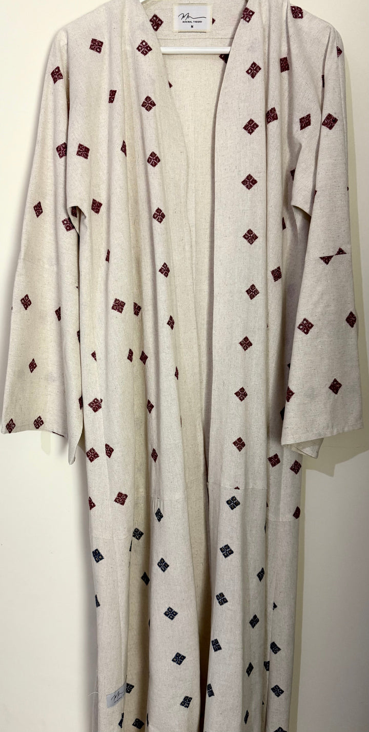 Off-White-Dual-Linen-Embroidered-Abaya-With-Sheila