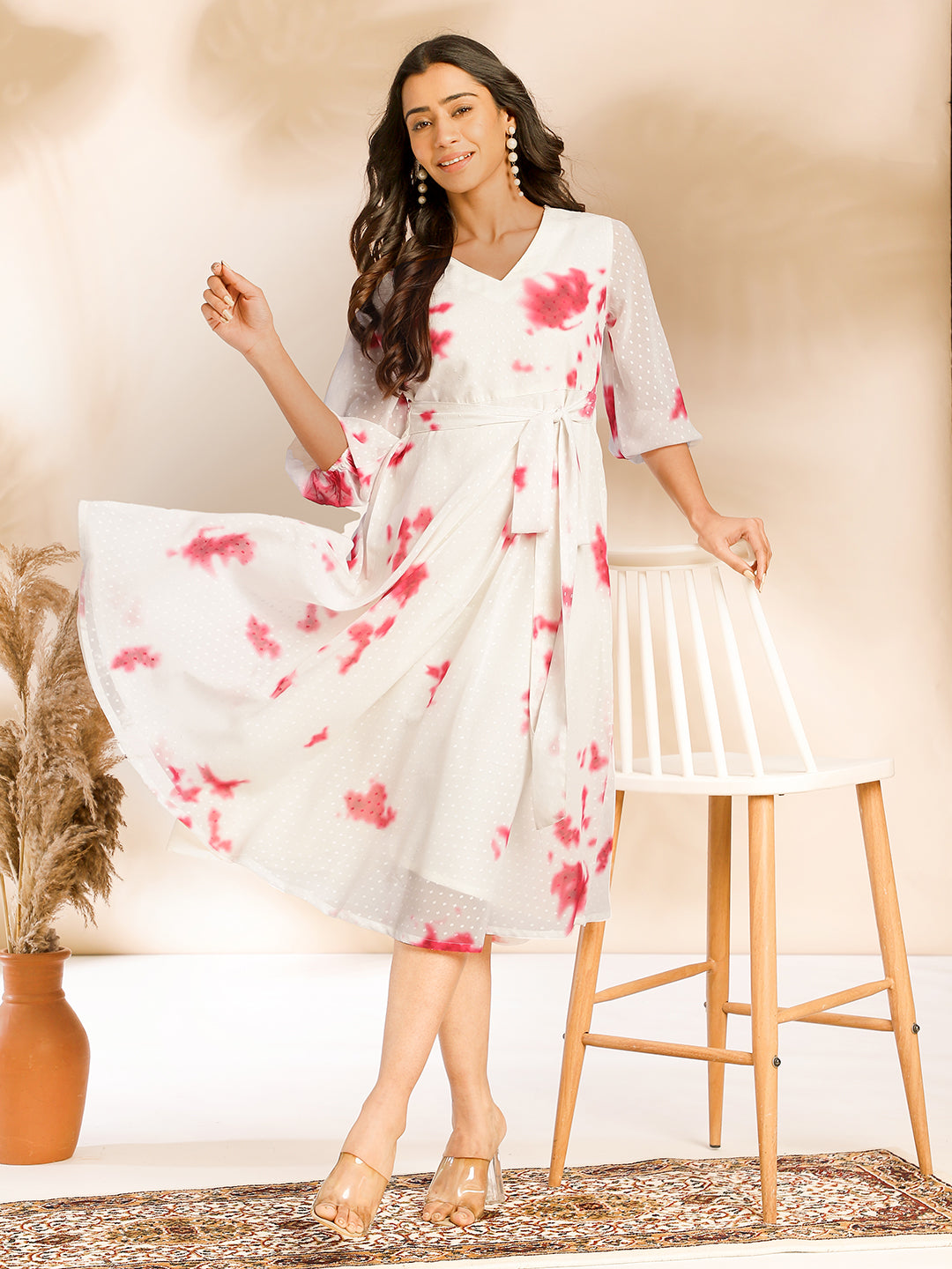 Off-White-Georgette-Tie-&-Dye-Midi-Dress
