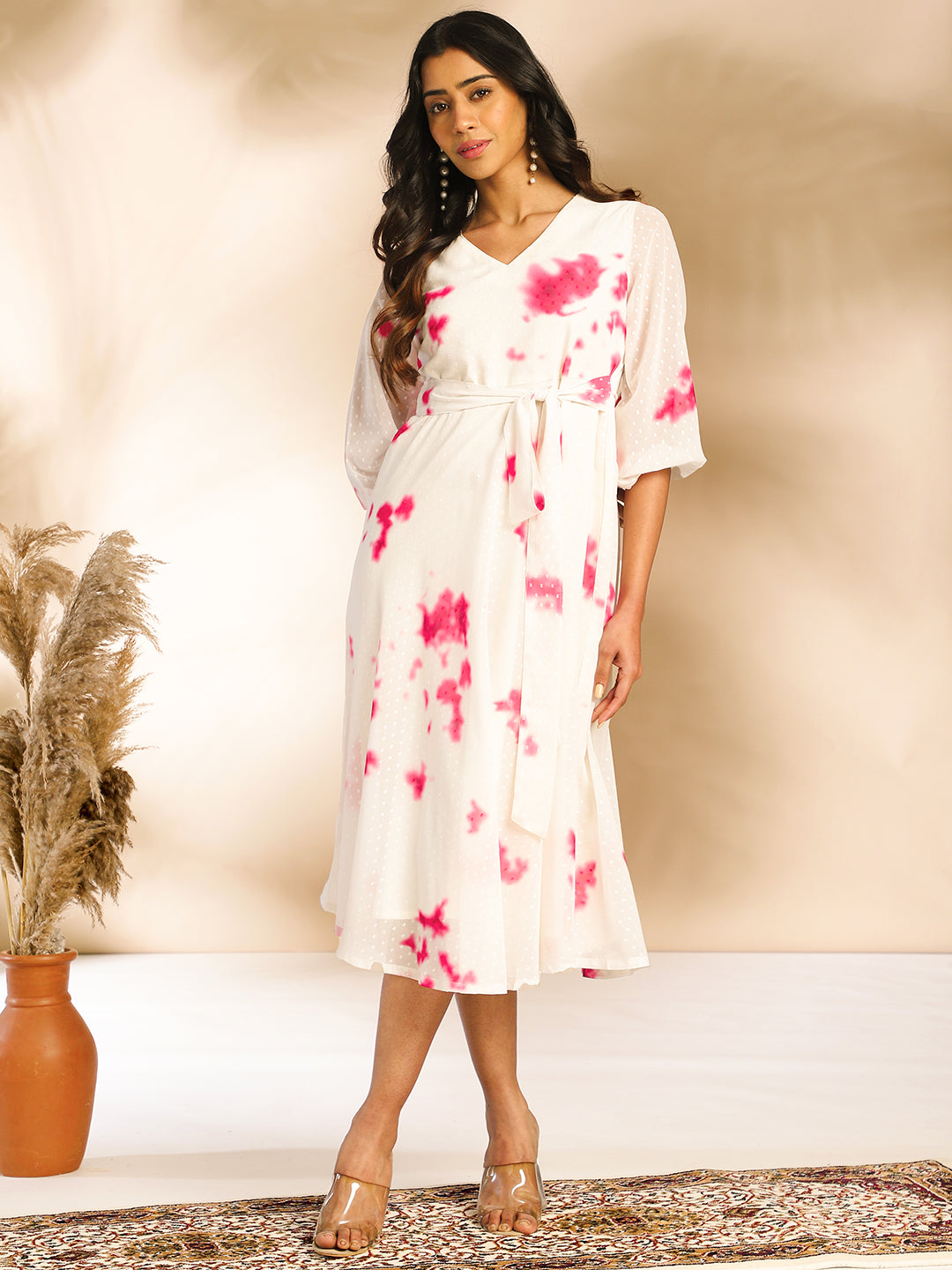 Off-White-Georgette-Tie-&-Dye-Midi-Dress