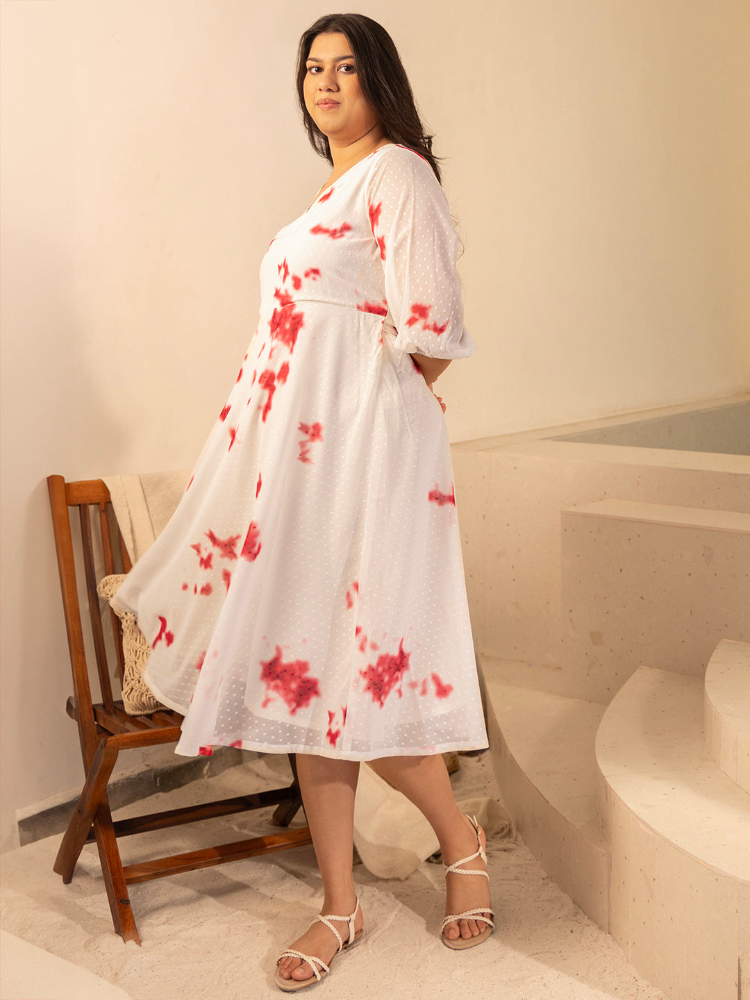 Off-White-Georgette-Plus-Size-Midi-Dress