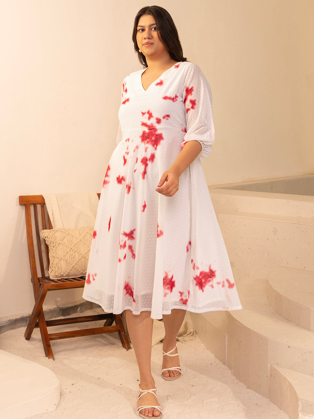 Off-White-Georgette-Plus-Size-Midi-Dress