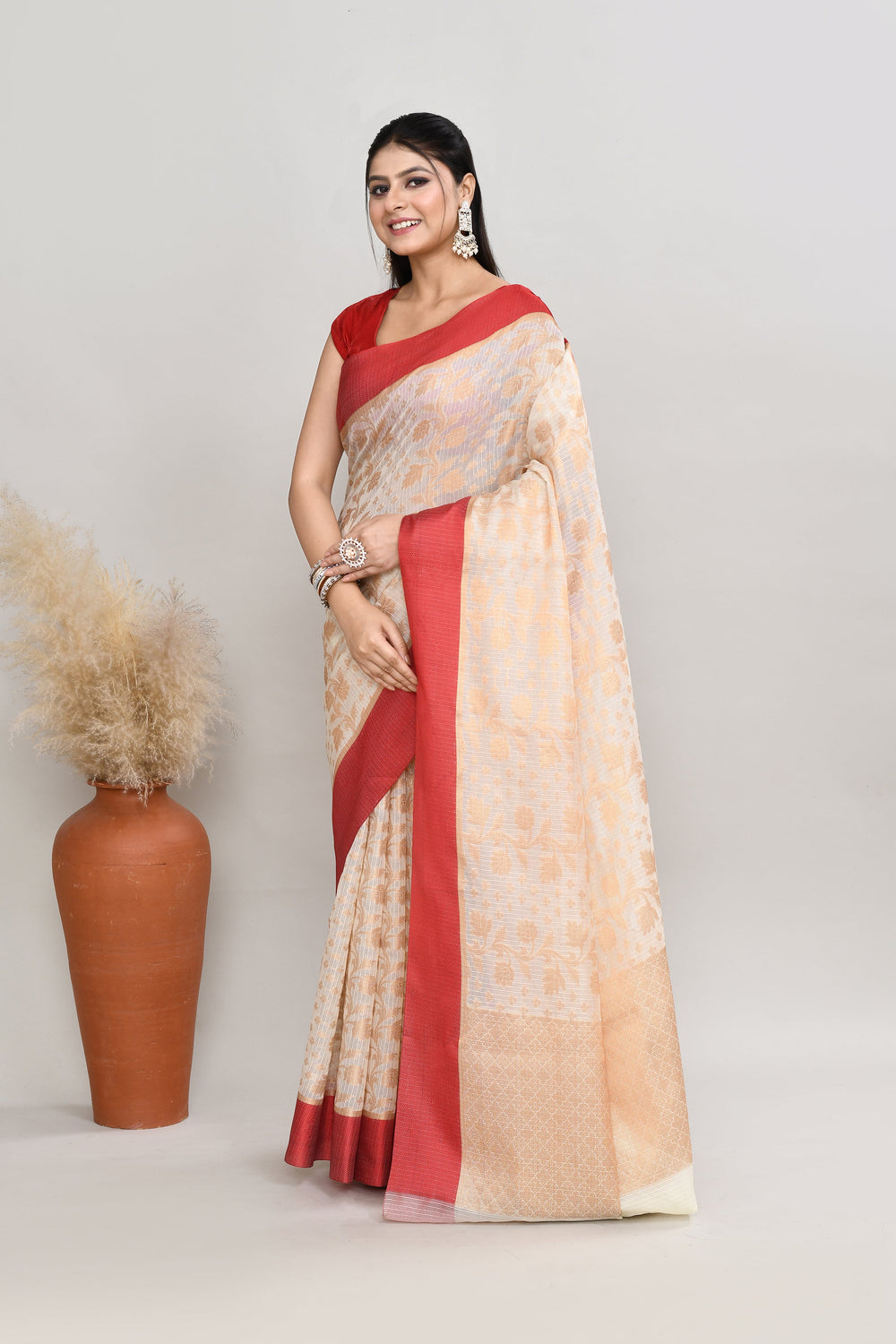 Off-White-&-Gold-Kota-Silk-Banarasi-Zari-Work-Saree