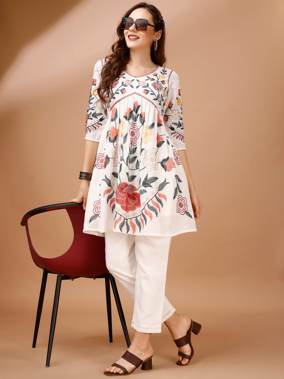 Off-White-Thread-Work-Embroidered-Flared-Co-Ord-Set