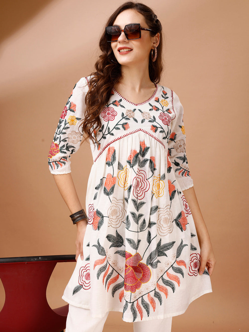 Off-White-Thread-Work-Embroidered-Flared-Co-Ord-Set