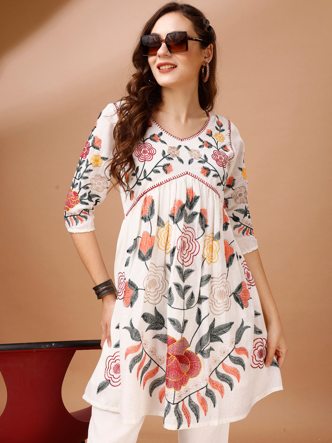 Off-White-Thread-Work-Embroidered-Flared-Co-Ord-Set