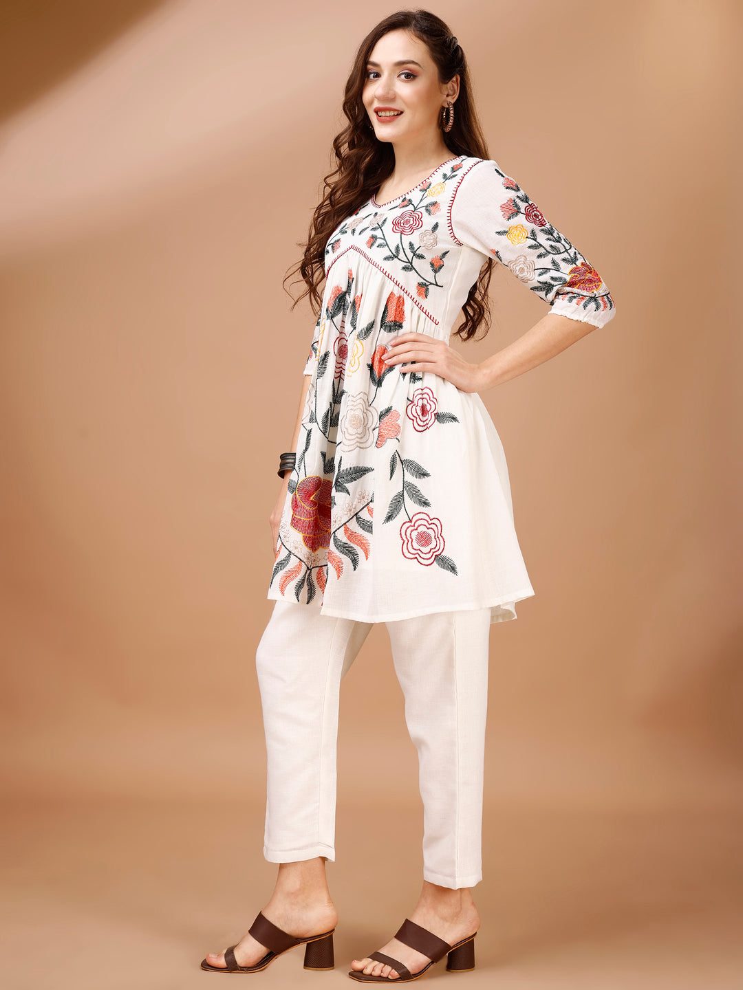 Off-White-Thread-Work-Embroidered-Flared-Co-Ord-Set