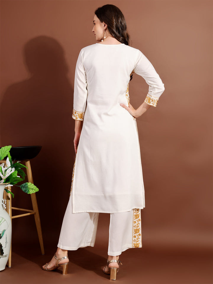 Off-White-Viscose-Rayon-Embroidery-2-Piece-Kurta-Set