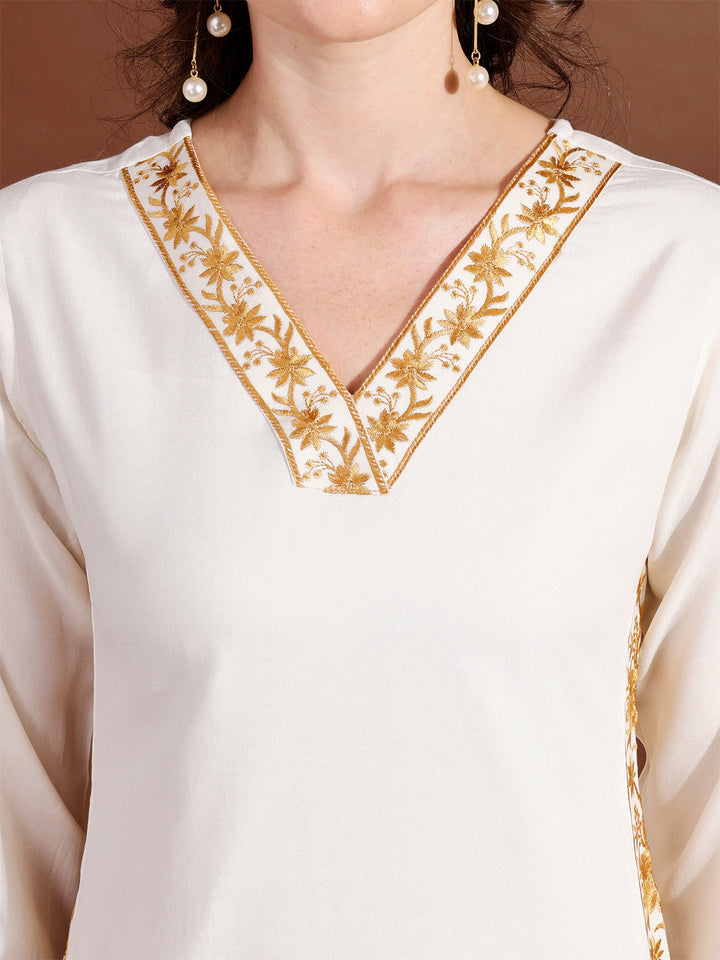 Off-White-Viscose-Rayon-Embroidery-2-Piece-Kurta-Set