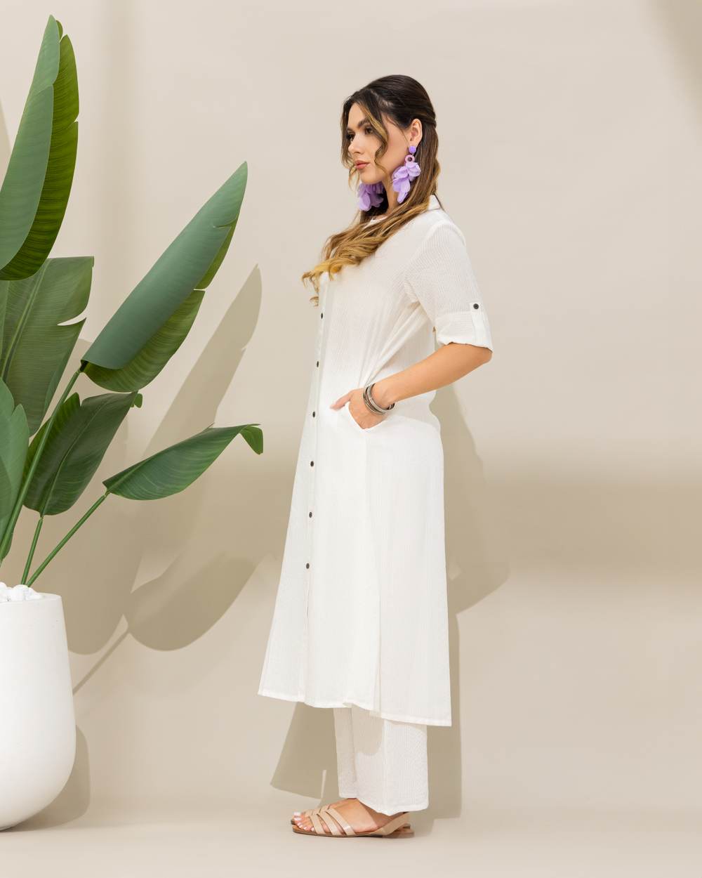 Off-white Cotton Kurta & Pant Set