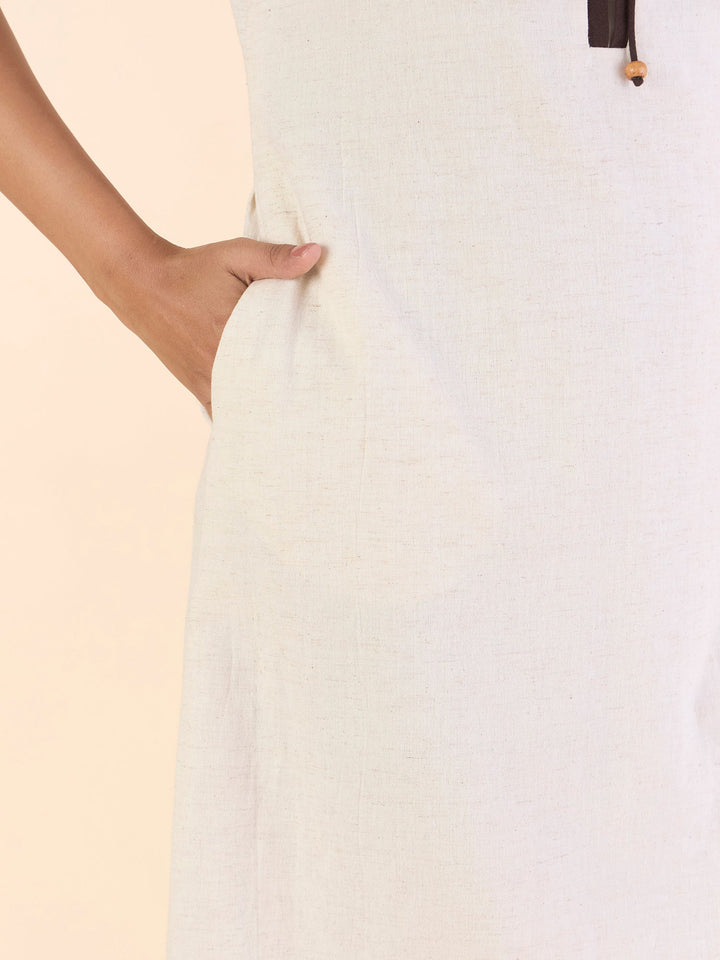 Off-White-Cotton-Classic-Brown-Contrast-Midi-Dress