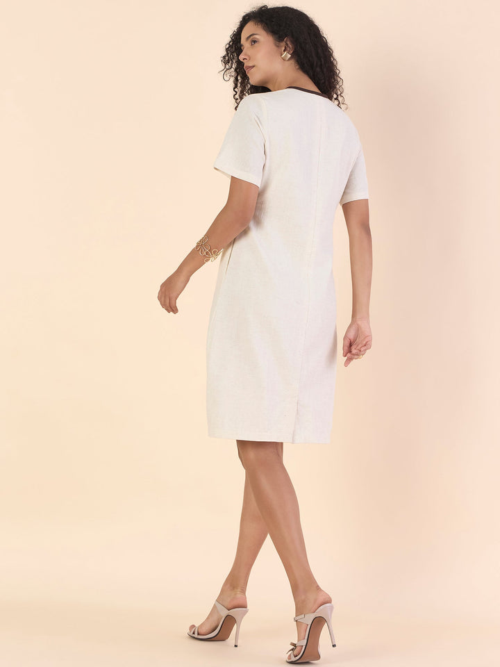 Off-White-Cotton-Classic-Brown-Contrast-Midi-Dress