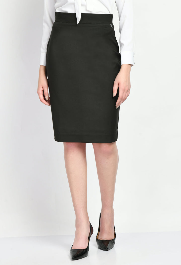 Olive-Cotton-Blend-Integrity-Solid-Pencil-Skirt