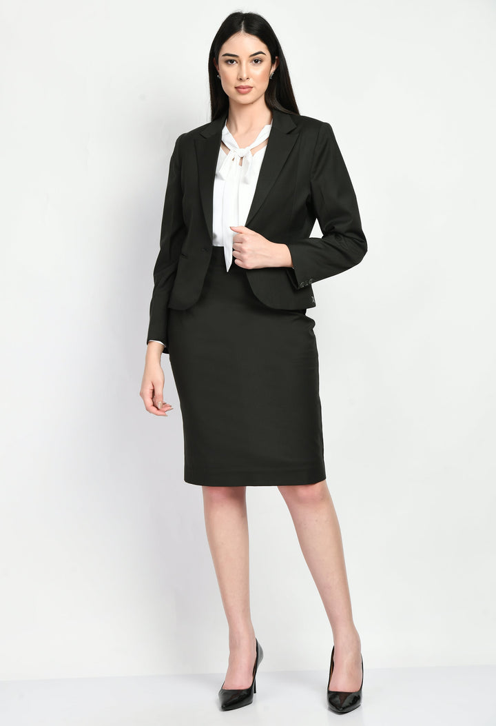 Olive-Cotton-Blend-Integrity-Solid-Pencil-Skirt