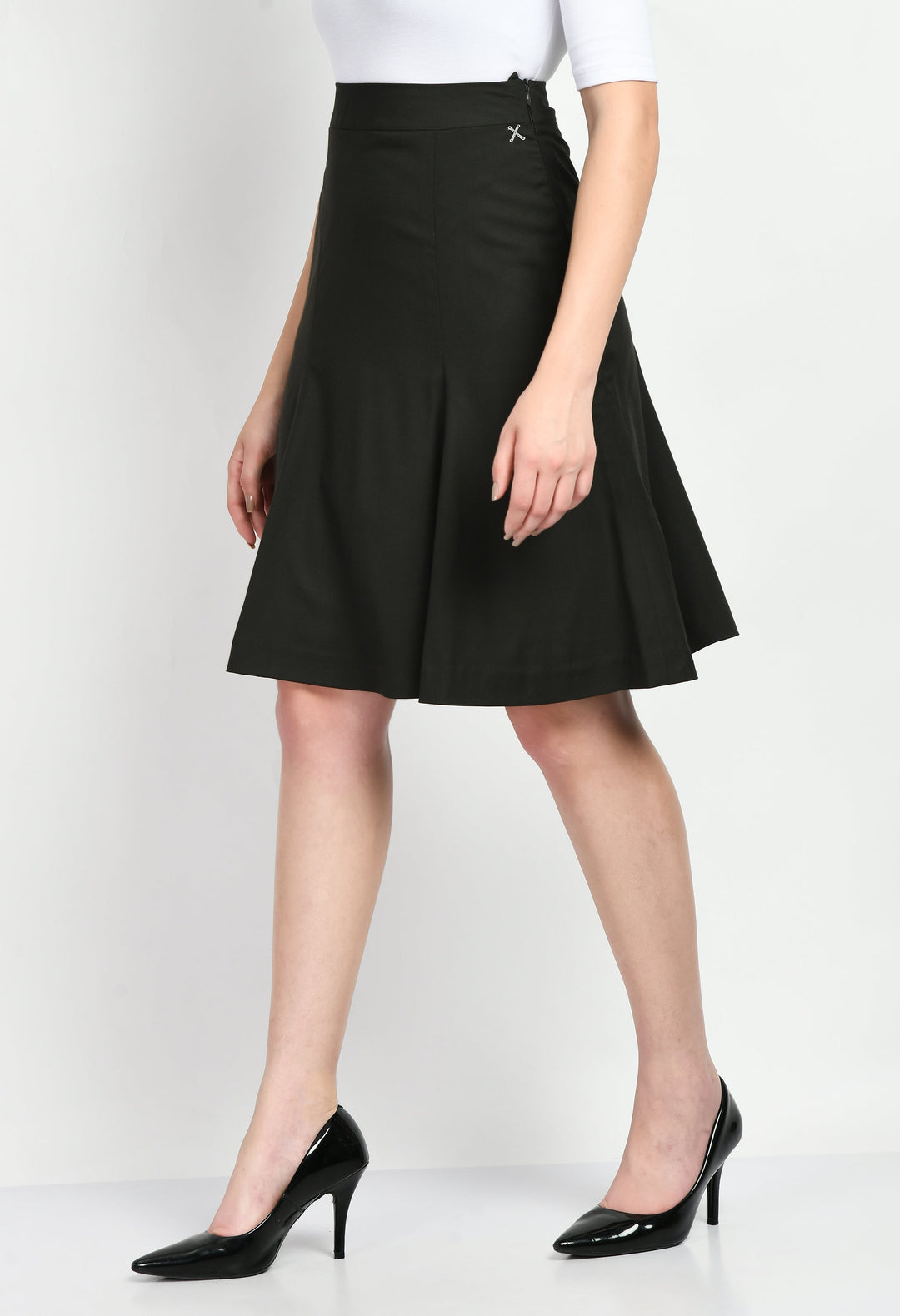 Olive-Cotton-Blend-Loyalty-Solid-A-Line-Skirt