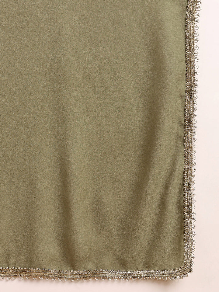 ZERESOUQ-Olive-Georgette-Solid-Embroidered-3-Piece-Kurta-Set