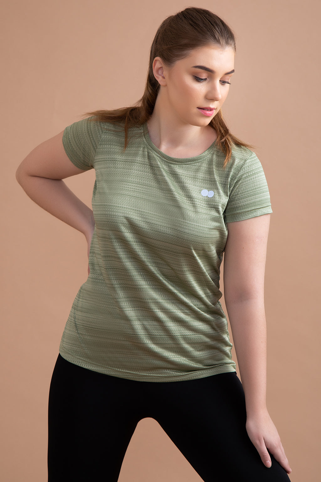 Olive-Green-Polyamide-Comfort-Fit-T-Shirt