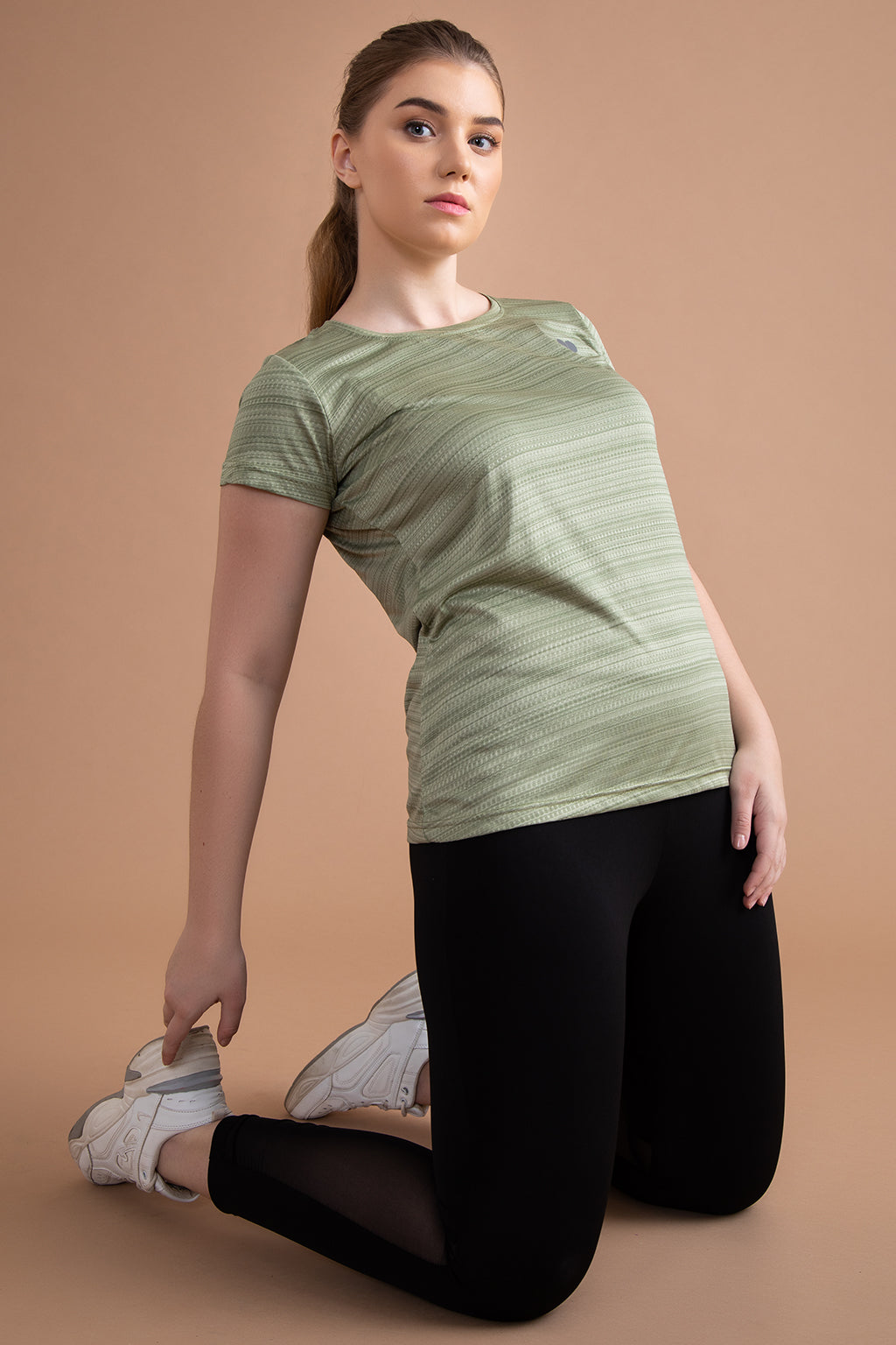 Olive-Green-Polyamide-Comfort-Fit-T-Shirt