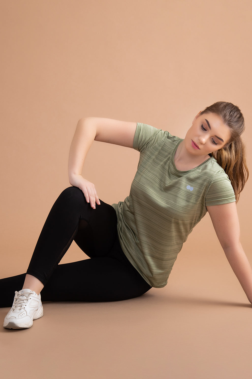 Olive-Green-Polyamide-Comfort-Fit-T-Shirt