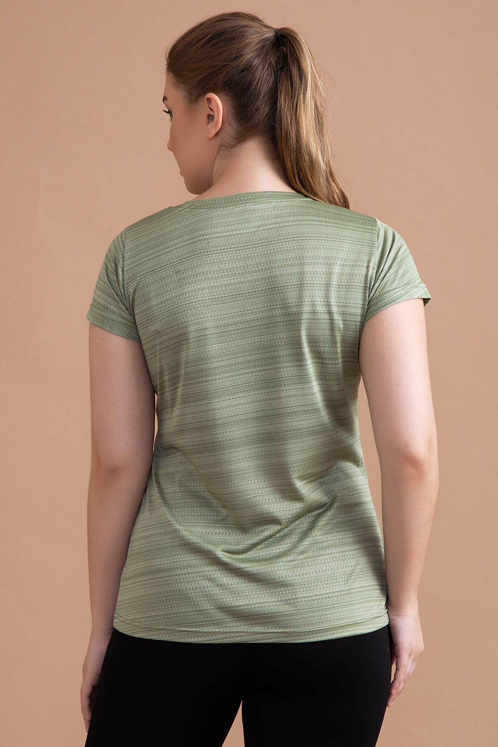 Olive-Green-Polyamide-Comfort-Fit-T-Shirt