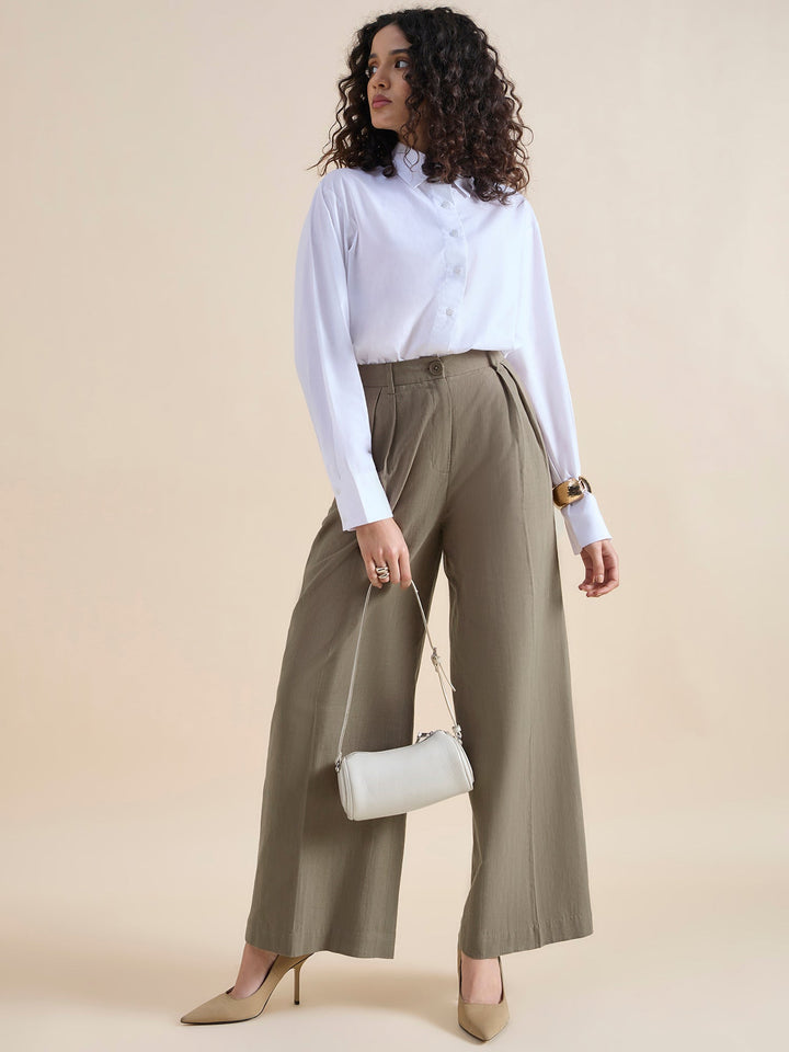 Olive-Cotton-High-Waist-Loose-Fit-Straight-Cut-Trouser