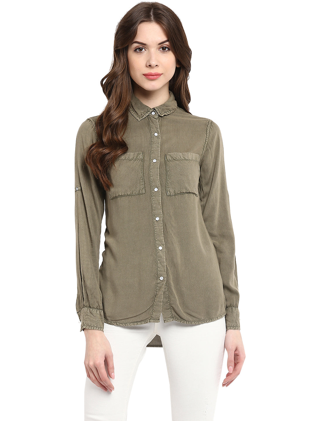 Olive-Green-Rayon-Acid-Wash-Shirt