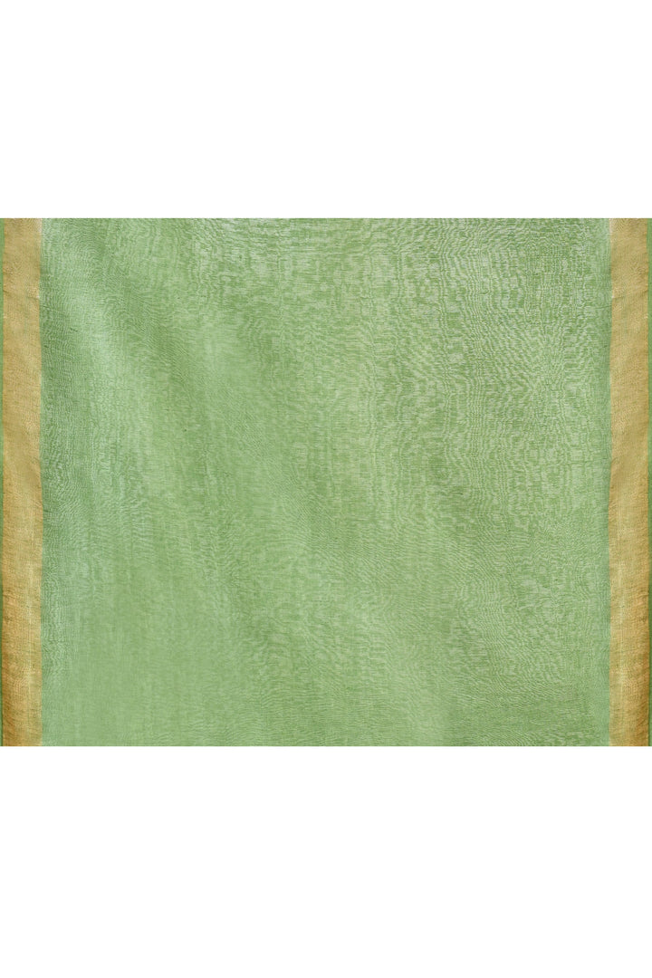 Olive-Green-Tussar-Linen-Handloom-Saree-With-Woven-Zari-Pallu