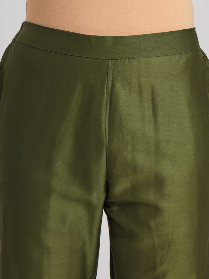 Olive-Silk-Blend-Lace-Work-Embroidered-Kurta-Set