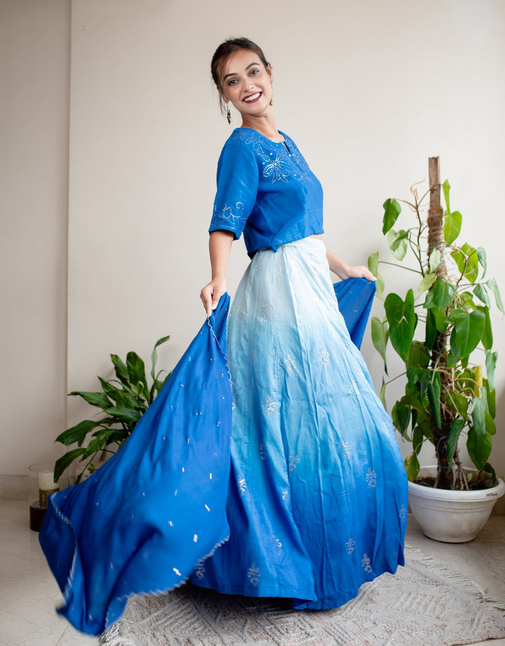 Ombre-Blue-Silk-Mukaish-Lehenga-Set