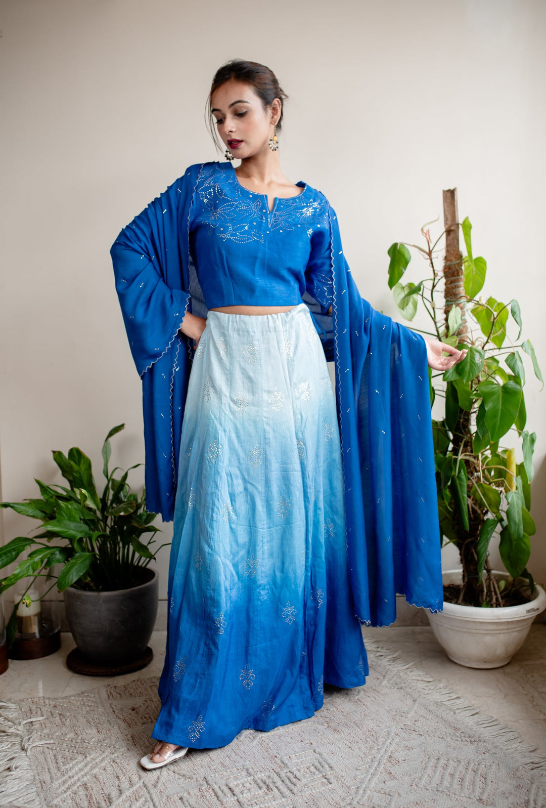 Ombre-Blue-Silk-Mukaish-Lehenga-Set