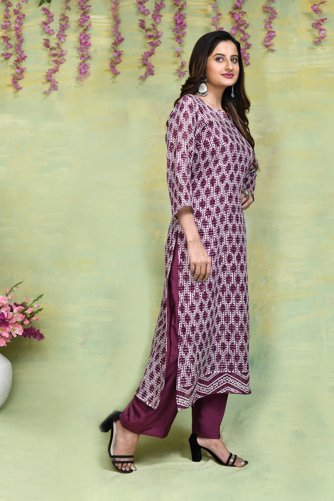 ZERESOUQ-Onion-Pink-Linen-Handblock-Printed-2-Piece-Kurta-Set