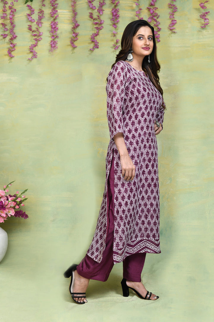 Onion-Pink-Linen-Handblock-Printed-2-Piece-Kurta-Set