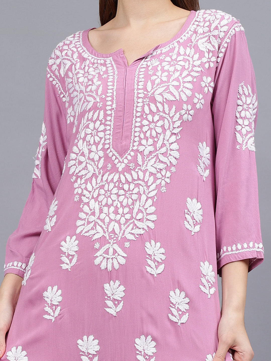 Onion-Pink-Rayon-Embroidered-Chikankari-2-Piece-Kurta-Set