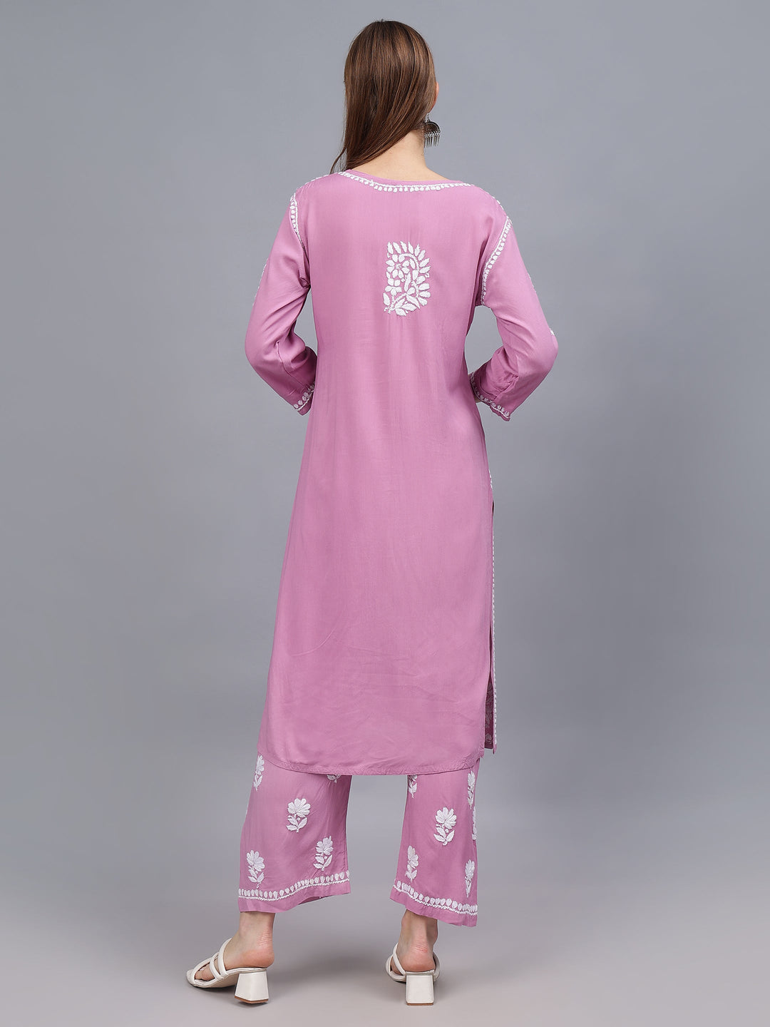 Onion-Pink-Rayon-Embroidered-Chikankari-2-Piece-Kurta-Set