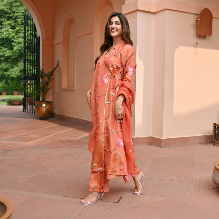 Orange-Muslin-Floral-Printed-Anarkali-Set