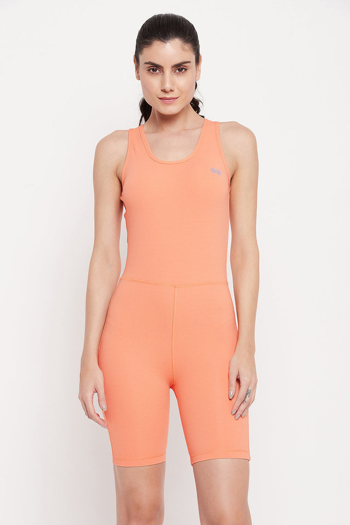 Orange-Polyester-&-Spandex-Snug-Fit-Sleeveless-Bodysuit