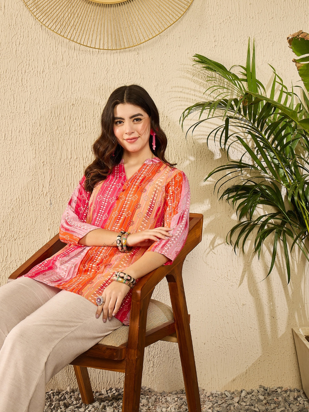 ZERESOUQ-Orange-Rayon-Blend-Floral-Printed-Tunic-Top-Only