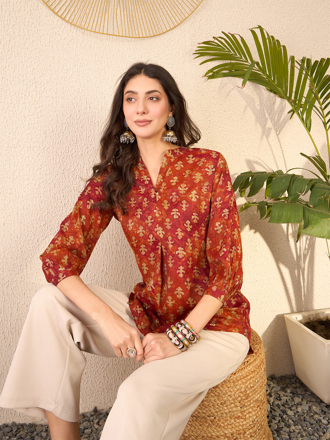 Orange-Cotton-Blend-Ethnic-Motifs-Printed-Tunic-Only