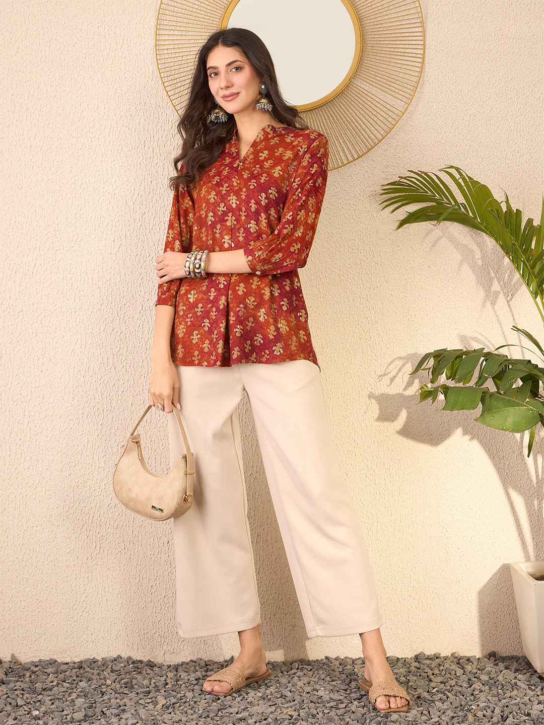 Orange-Cotton-Blend-Ethnic-Motifs-Printed-Tunic-Only