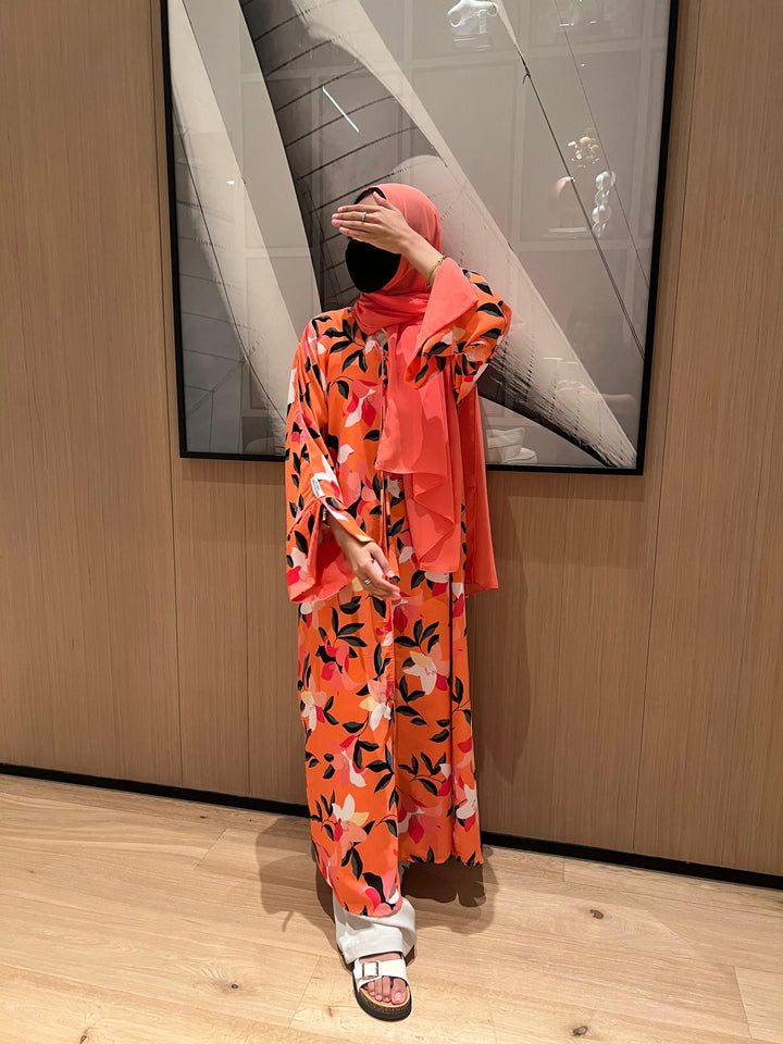 Orange-Georgette-Pumpkin-Hues-Kimono-&-Sheila-Set