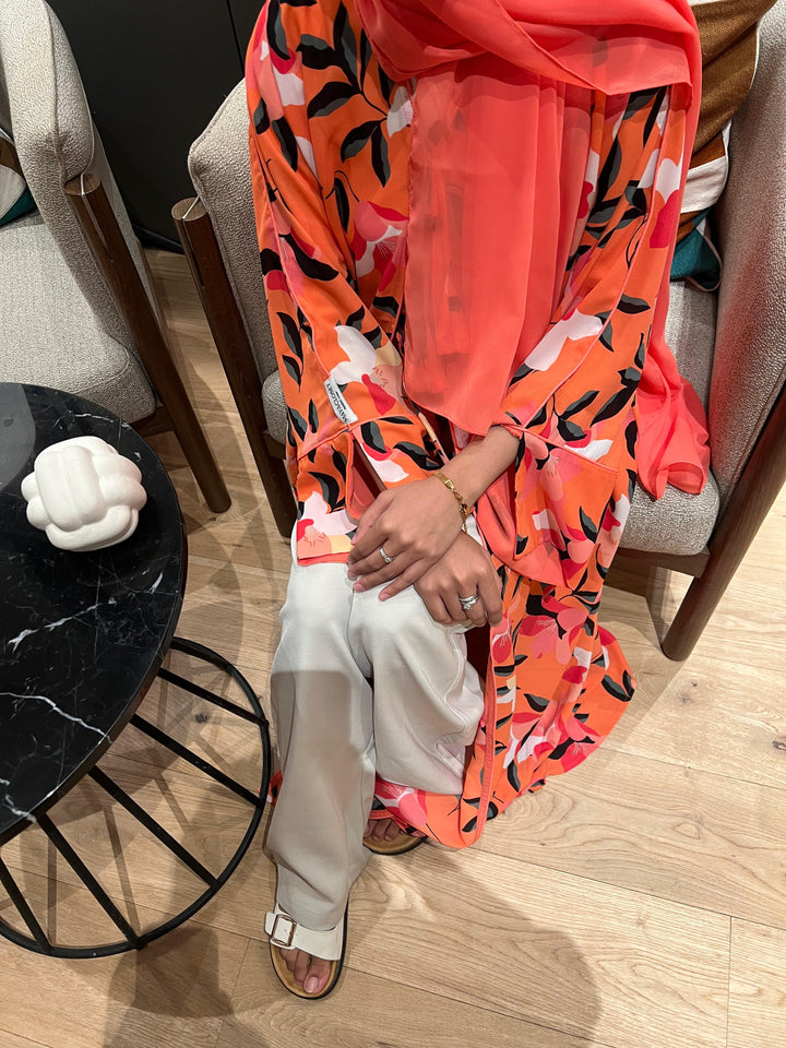 Orange-Georgette-Pumpkin-Hues-Kimono-&-Sheila-Set