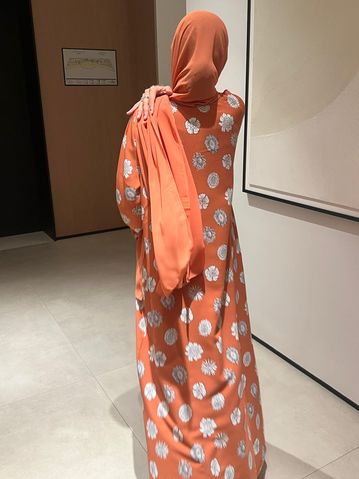 Orange-Georgette-Rust-Aura-Kimono-&-Sheila-Set