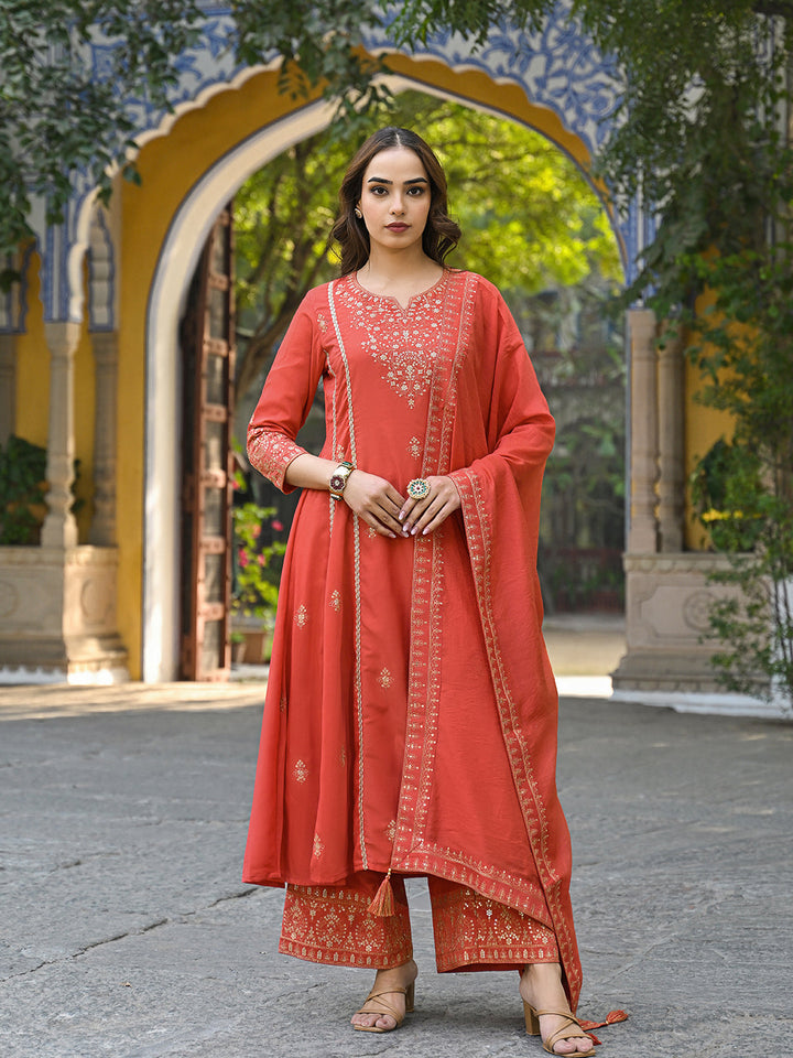 Orange-Silk-Blend-Embroidered-Anarkali-3-Piece-Kurta-Set