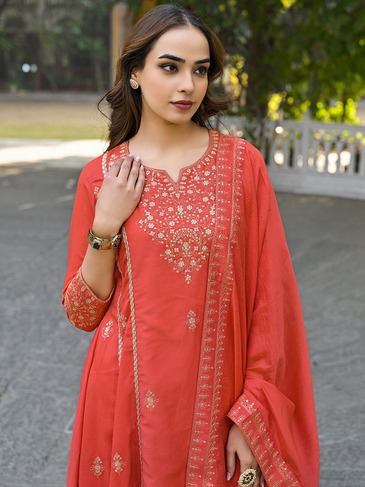 Orange-Silk-Blend-Embroidered-Anarkali-3-Piece-Kurta-Set
