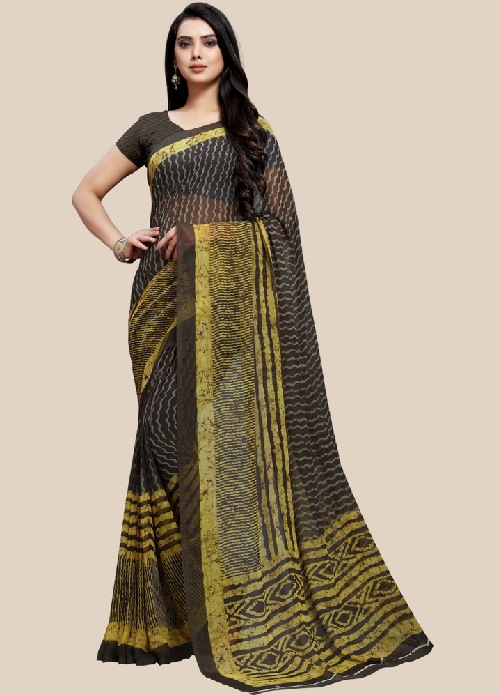 Black Georgette Printed Classy Saree