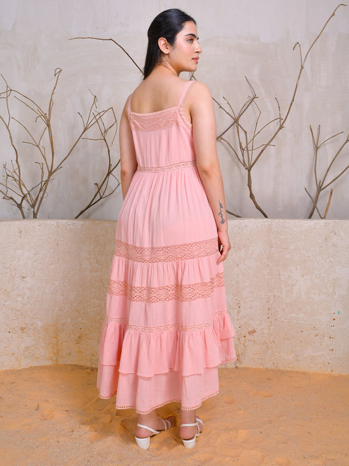Pink-Peach-Cotton-Sleeveless-Tiered-Midi-Dress