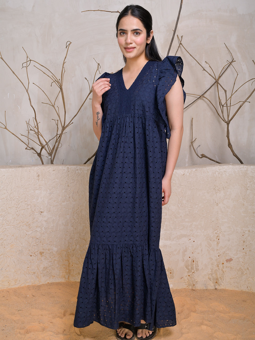 Navy-Blue-Cotton-Schiffli-Maxi-Dress