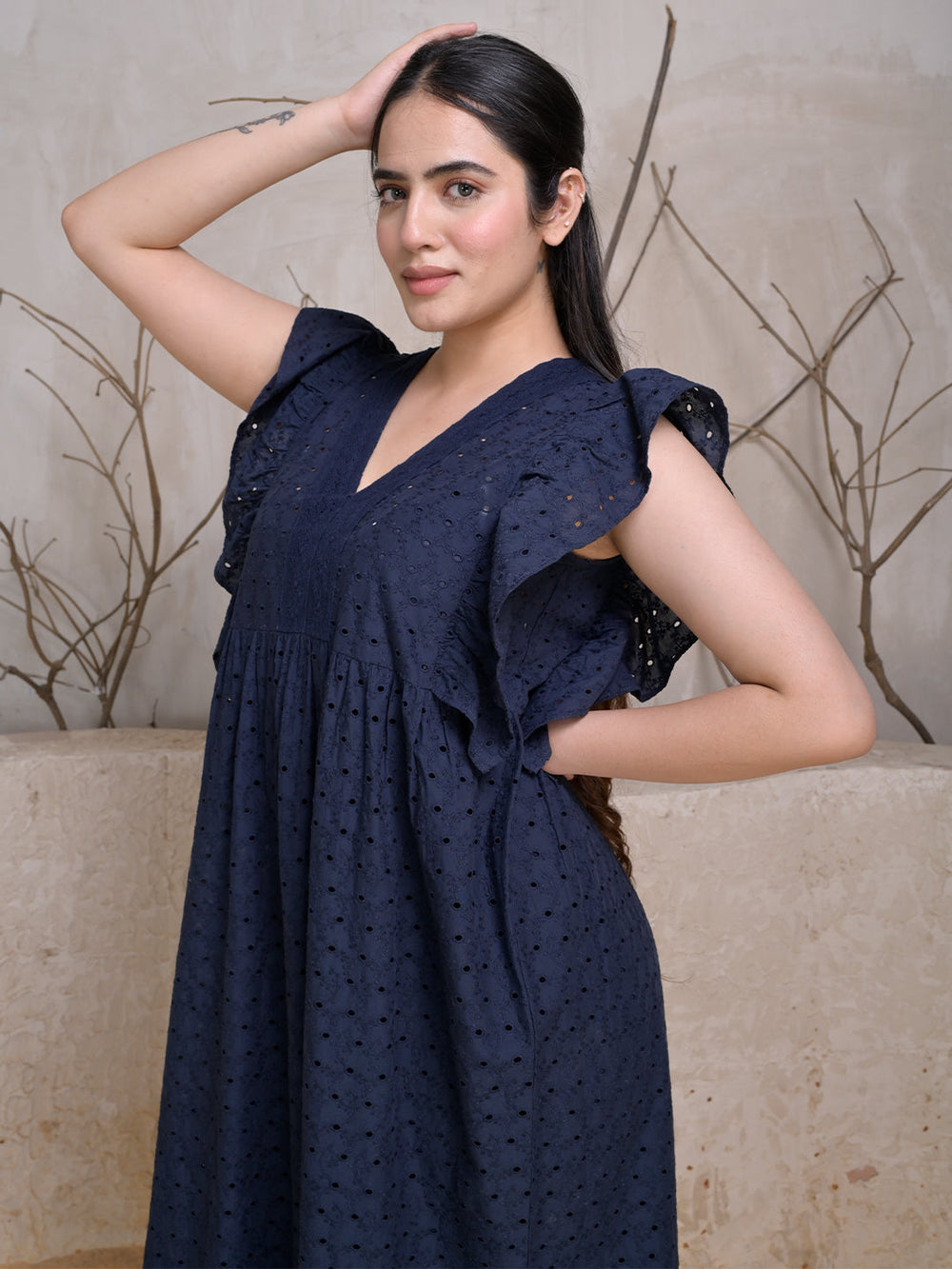 Navy-Blue-Cotton-Schiffli-Maxi-Dress