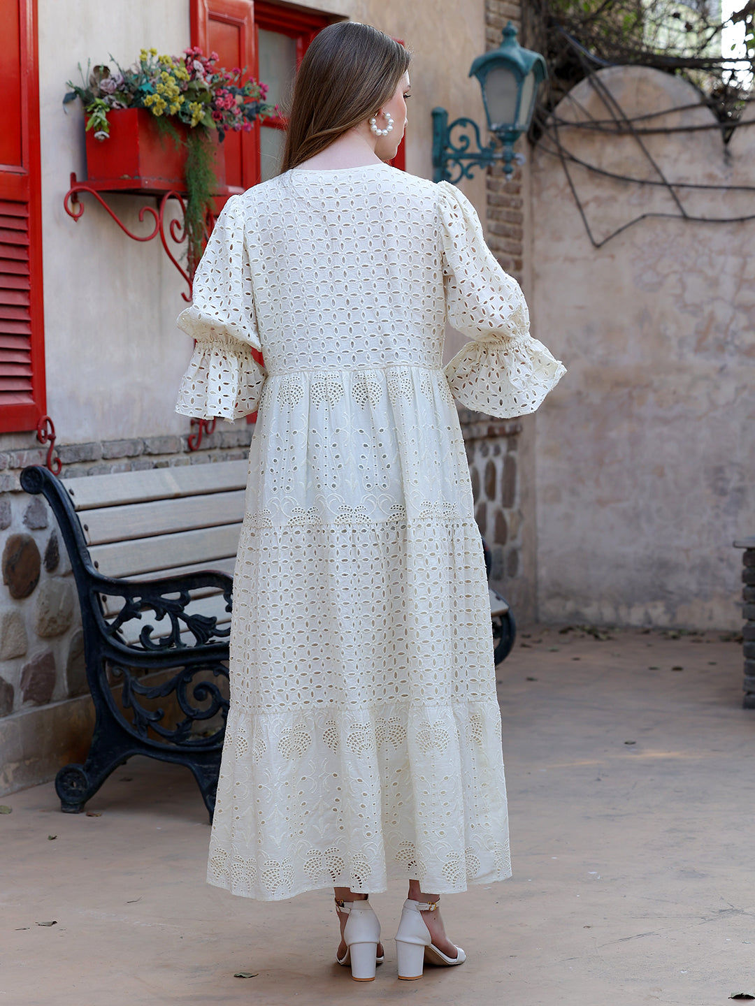 Cream-Cotton-Schiffli-Embroidered-Tiered-Maxi-Dress