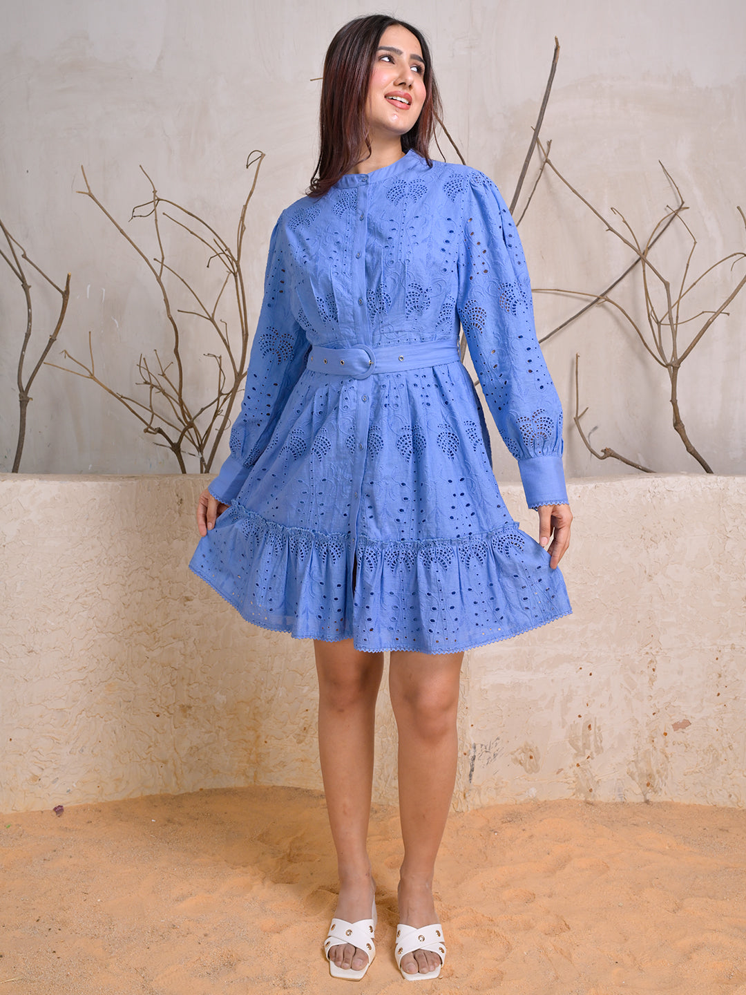 Blue-Cotton-Eyelet-Embroidered-Mini-Dress