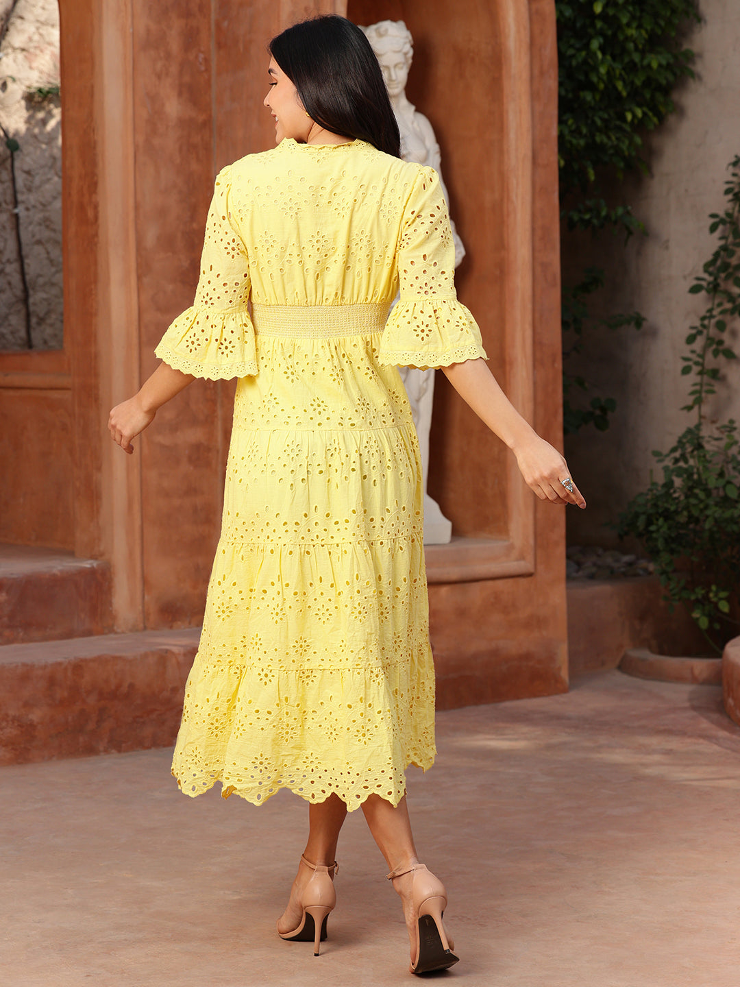 Yellow-Cotton-Schiffli-Smocked-Maxi-Dress